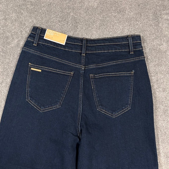 Michael Kors Denim Jeans Carmen Crop Wide Leg Blue Dark Wash Women's 8 NWT $110 - Picture 6 of 9